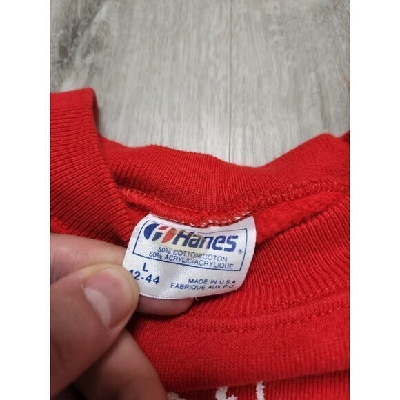 Vintage 1980s Peace on Earth Sweatshirt Nature Free Spirit Red Mens Medium - Picture 3 of 7